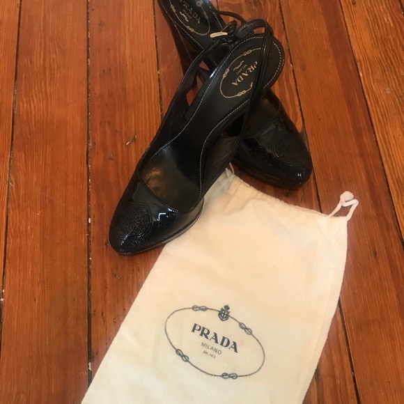 Prada Shoes - Prada black slingback heels